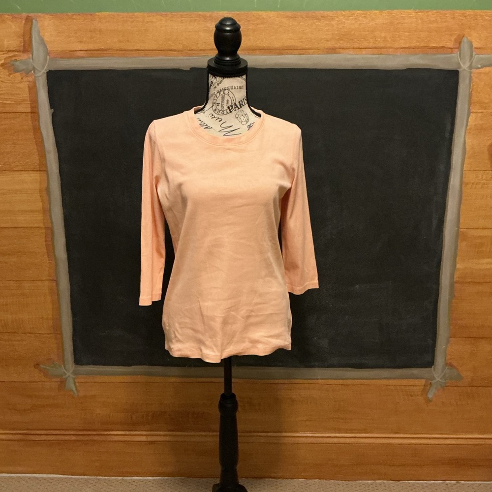 Kim Rogers 3/4 sleeve peach knit top size Medium